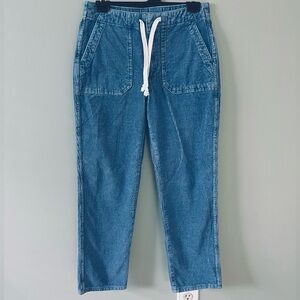 Jcrew corduroy joggers blue petite small elastic and tie waist like new